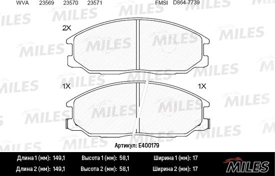 Miles E400179 - Kit de plaquettes de frein, frein à disque cwaw.fr