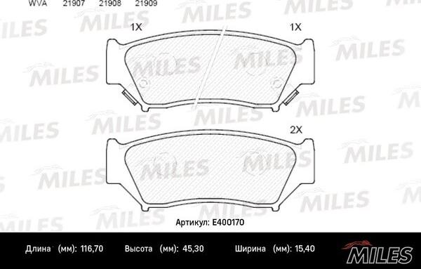 Miles E400170 - Kit de plaquettes de frein, frein à disque cwaw.fr