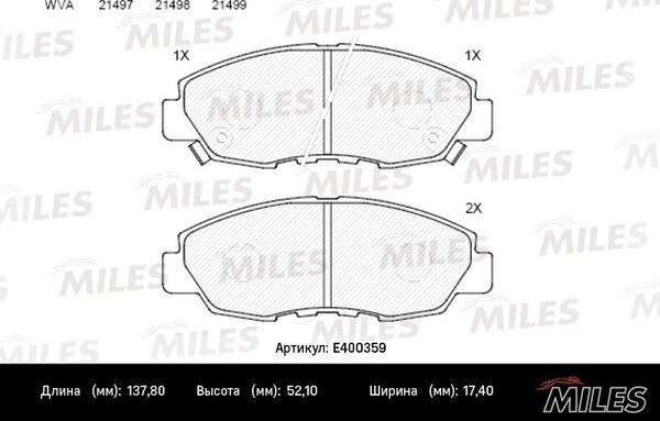 Miles E400359 - Kit de plaquettes de frein, frein à disque cwaw.fr