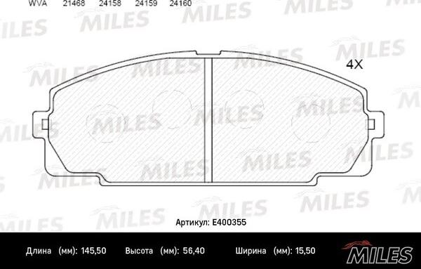 Miles E400355 - Kit de plaquettes de frein, frein à disque cwaw.fr