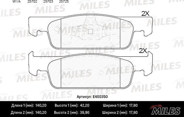 Miles E400350 - Kit de plaquettes de frein, frein à disque cwaw.fr