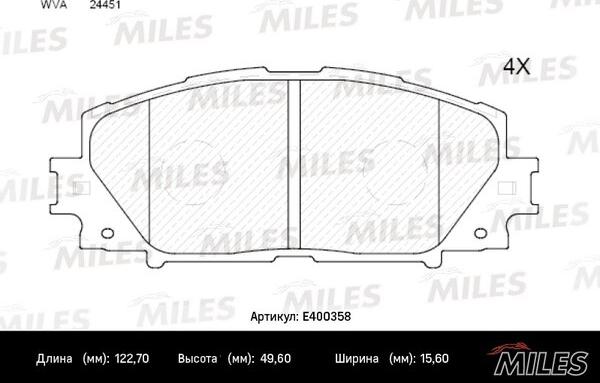 Miles E400358 - Kit de plaquettes de frein, frein à disque cwaw.fr