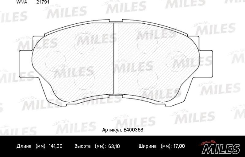 Miles E400353 - Kit de plaquettes de frein, frein à disque cwaw.fr