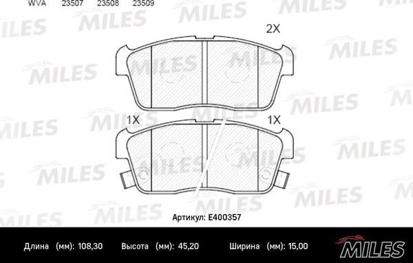 Miles E400357 - Kit de plaquettes de frein, frein à disque cwaw.fr