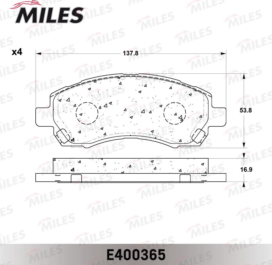 Miles E400365 - Kit de plaquettes de frein, frein à disque cwaw.fr