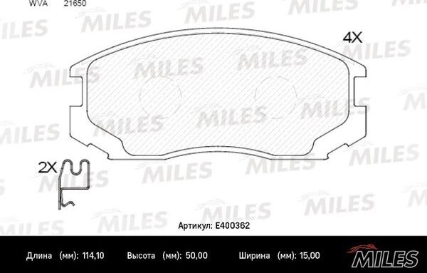 Miles E400362 - Kit de plaquettes de frein, frein à disque cwaw.fr