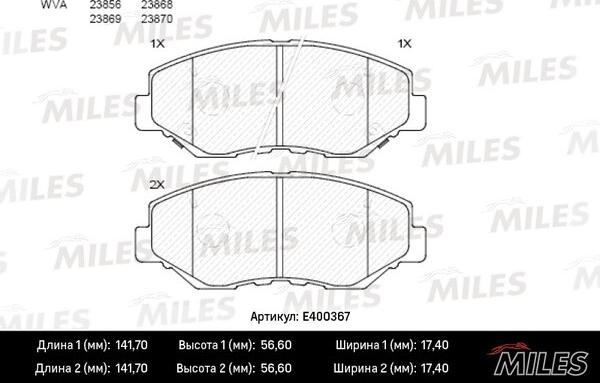 Miles E400367 - Kit de plaquettes de frein, frein à disque cwaw.fr