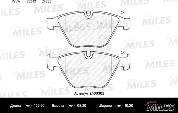 Miles E400302 - Kit de plaquettes de frein, frein à disque cwaw.fr