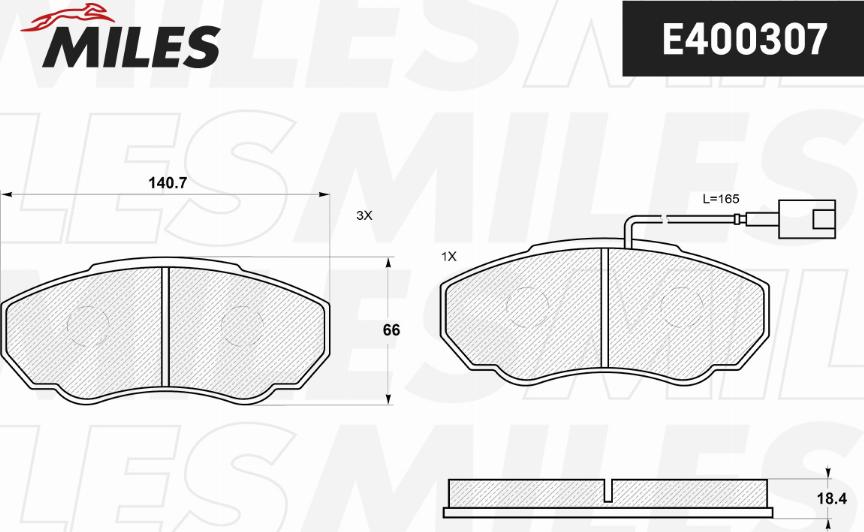 Miles E400307 - Kit de plaquettes de frein, frein à disque cwaw.fr