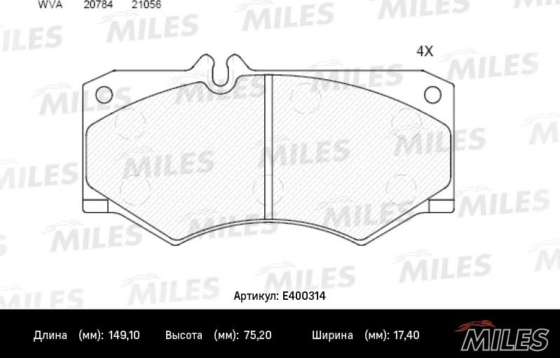 Miles E400314 - Kit de plaquettes de frein, frein à disque cwaw.fr