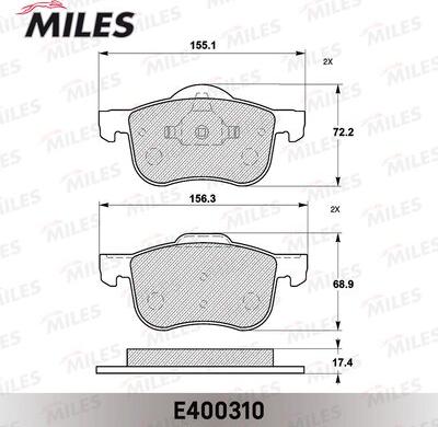 Miles E400310 - Kit de plaquettes de frein, frein à disque cwaw.fr