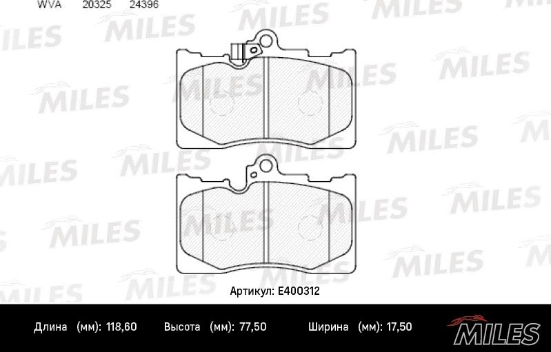 Miles E400312 - Kit de plaquettes de frein, frein à disque cwaw.fr