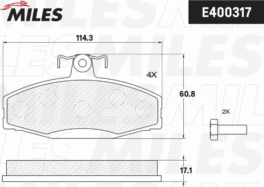 Miles E400317 - Kit de plaquettes de frein, frein à disque cwaw.fr