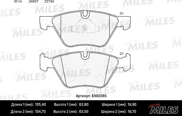 Miles E400385 - Kit de plaquettes de frein, frein à disque cwaw.fr