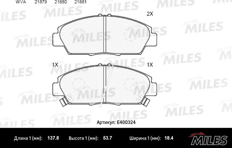 Miles E400324 - Kit de plaquettes de frein, frein à disque cwaw.fr