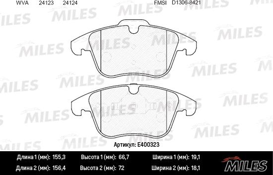 Miles E400323 - Kit de plaquettes de frein, frein à disque cwaw.fr