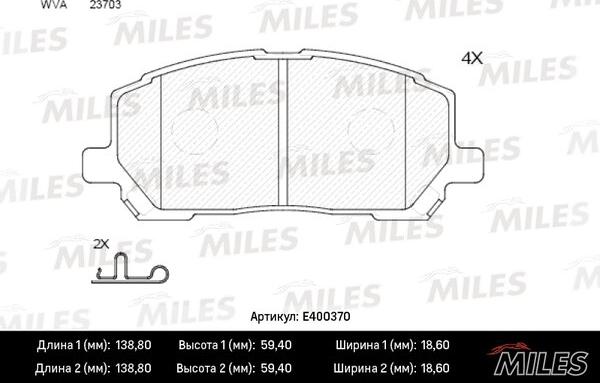 Miles E400370 - Kit de plaquettes de frein, frein à disque cwaw.fr