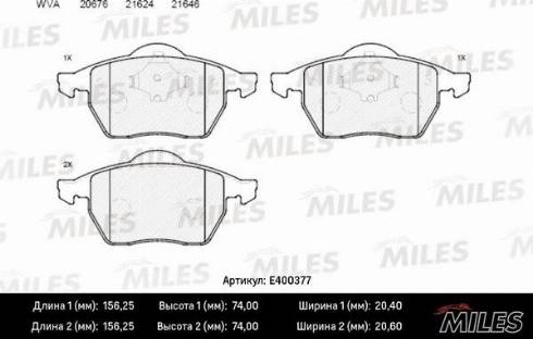 Miles E400377 - Kit de plaquettes de frein, frein à disque cwaw.fr