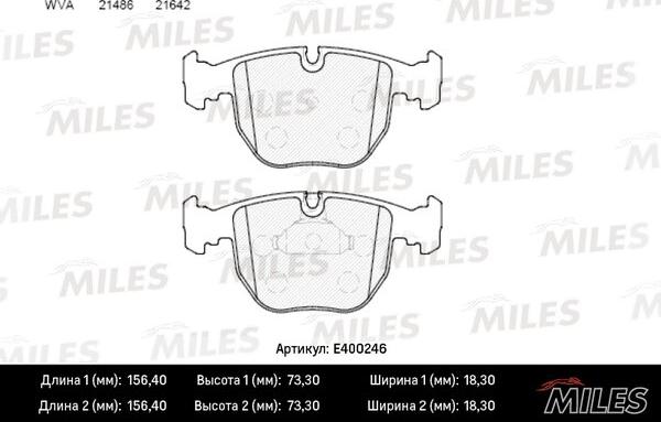 Miles E400246 - Kit de plaquettes de frein, frein à disque cwaw.fr