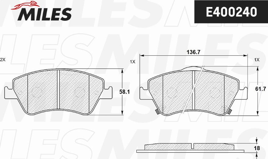 Miles E400240 - Kit de plaquettes de frein, frein à disque cwaw.fr