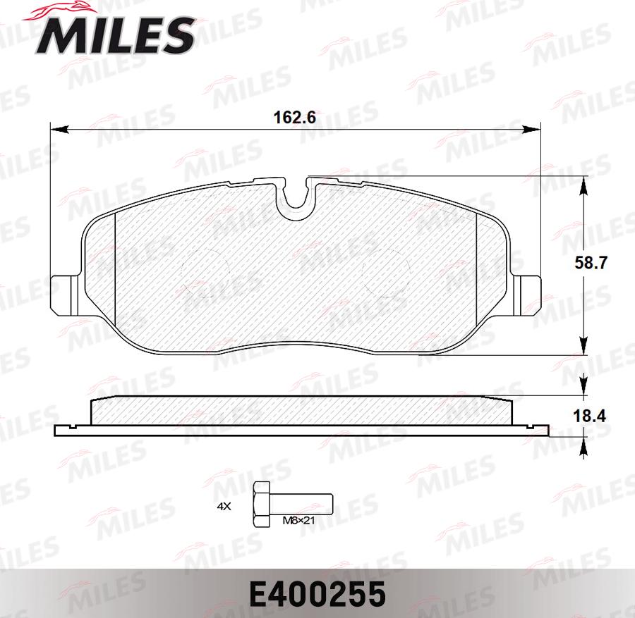 Miles E400255 - Kit de plaquettes de frein, frein à disque cwaw.fr