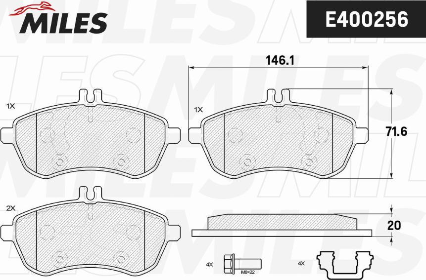 Miles E400256 - Kit de plaquettes de frein, frein à disque cwaw.fr