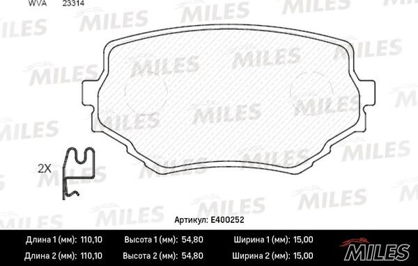 Miles E400252 - Kit de plaquettes de frein, frein à disque cwaw.fr