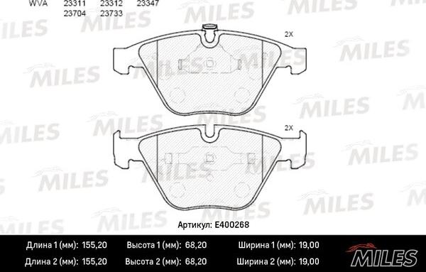 Miles E400268 - Kit de plaquettes de frein, frein à disque cwaw.fr