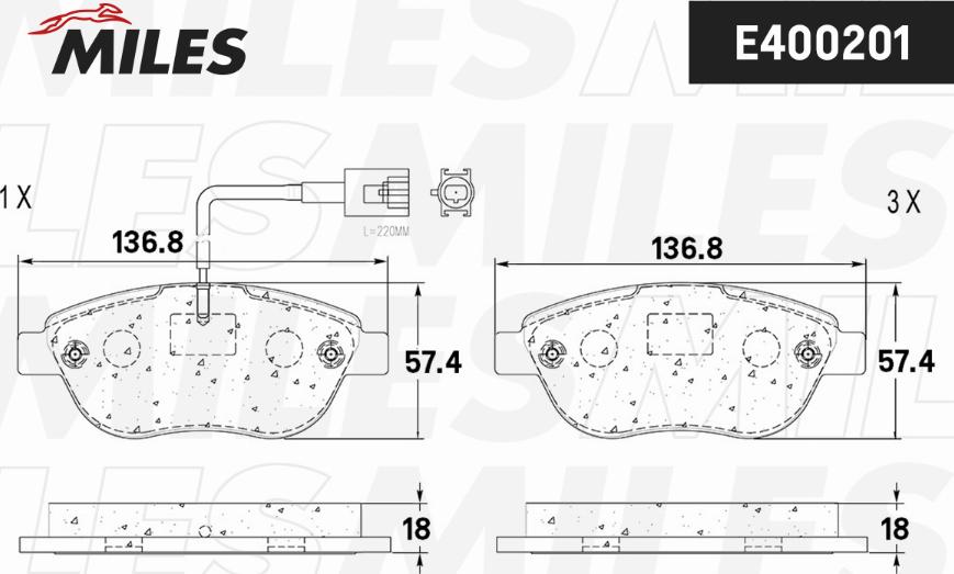 Miles E400201 - Kit de plaquettes de frein, frein à disque cwaw.fr