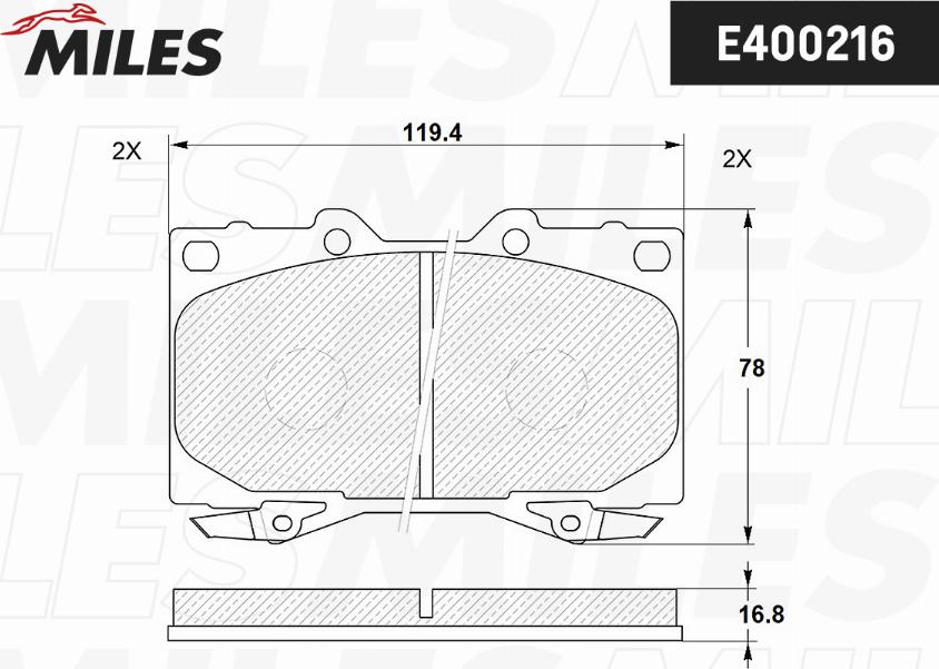 Miles E400216 - Kit de plaquettes de frein, frein à disque cwaw.fr