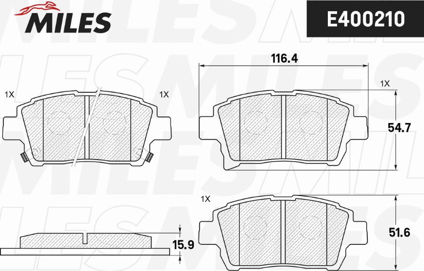 Miles E400210 - Kit de plaquettes de frein, frein à disque cwaw.fr