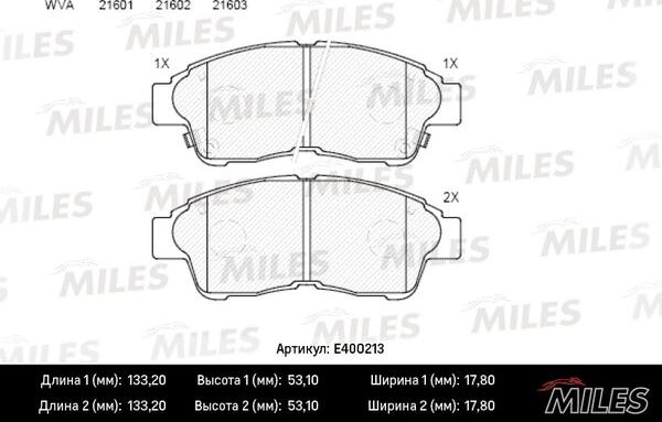 Miles E400213 - Kit de plaquettes de frein, frein à disque cwaw.fr