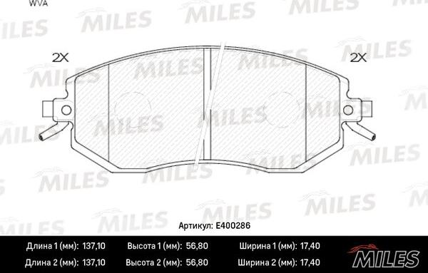 Miles E400286 - Kit de plaquettes de frein, frein à disque cwaw.fr