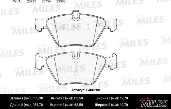 Miles E400280 - Kit de plaquettes de frein, frein à disque cwaw.fr