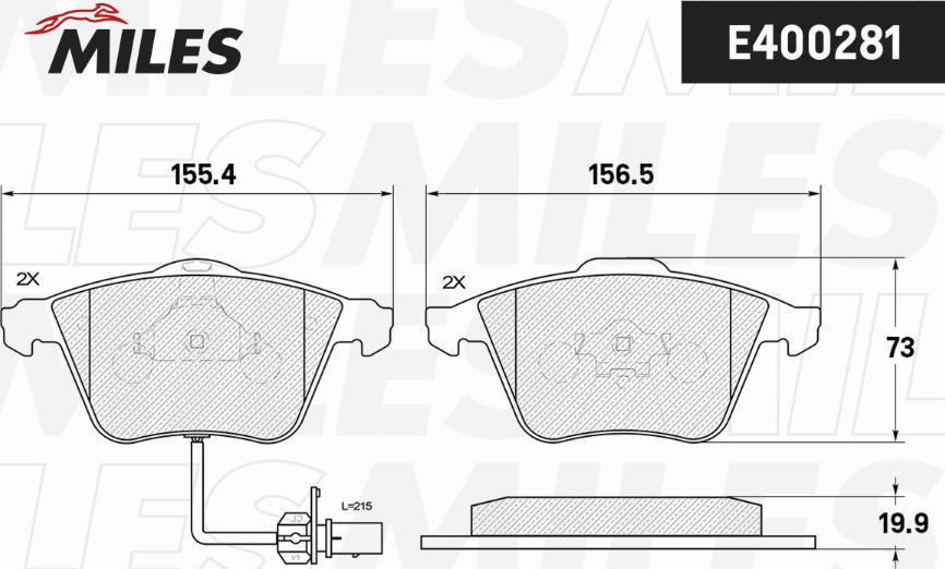 Miles E400281 - Kit de plaquettes de frein, frein à disque cwaw.fr