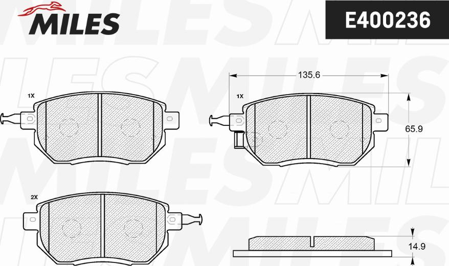 Miles E400236 - Kit de plaquettes de frein, frein à disque cwaw.fr