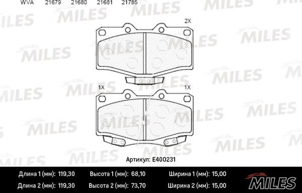 Miles E400231 - Kit de plaquettes de frein, frein à disque cwaw.fr