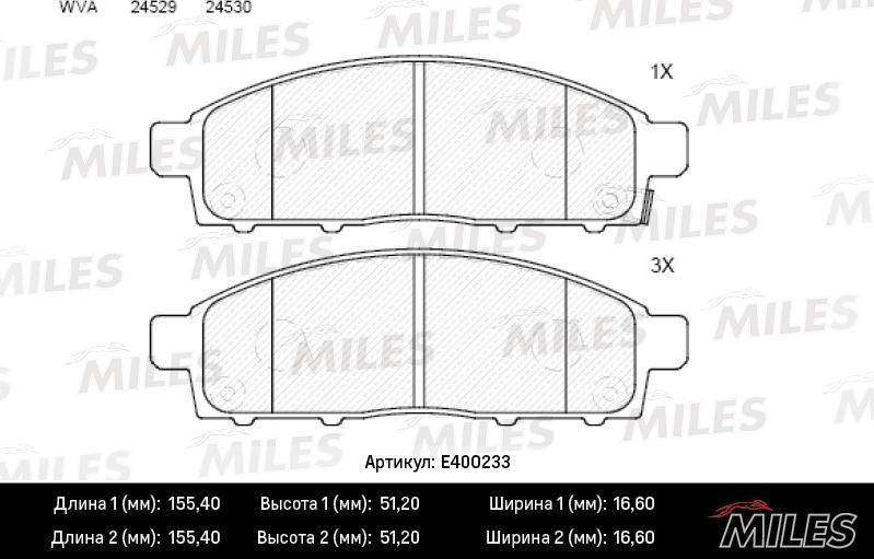 Miles E400233 - Kit de plaquettes de frein, frein à disque cwaw.fr