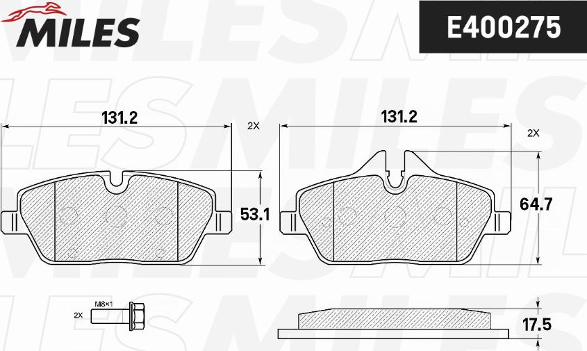 Miles E400275 - Kit de plaquettes de frein, frein à disque cwaw.fr