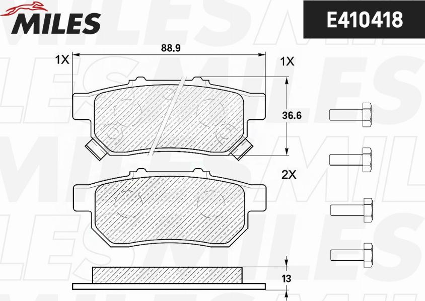 Miles E410418 - Kit de plaquettes de frein, frein à disque cwaw.fr