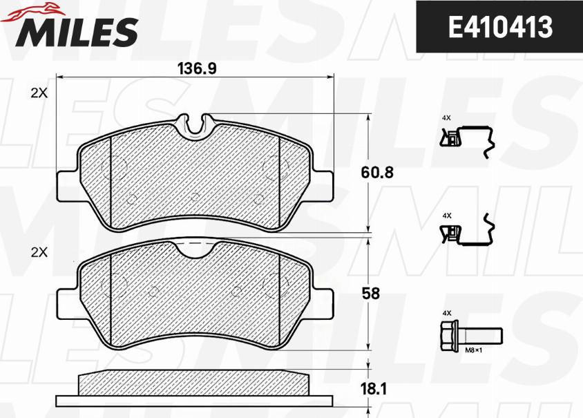 Miles E410413 - Kit de plaquettes de frein, frein à disque cwaw.fr