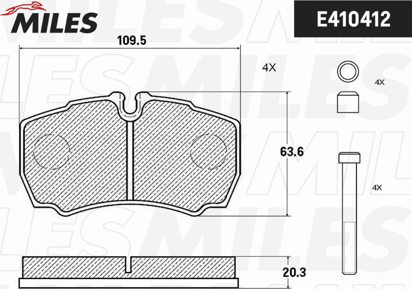 Miles E410412 - Kit de plaquettes de frein, frein à disque cwaw.fr