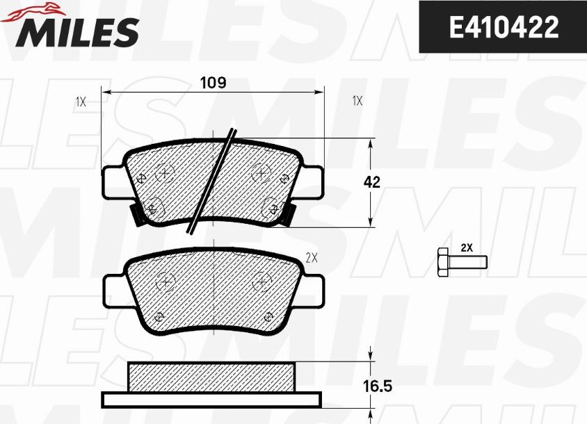 Miles E410422 - Kit de plaquettes de frein, frein à disque cwaw.fr