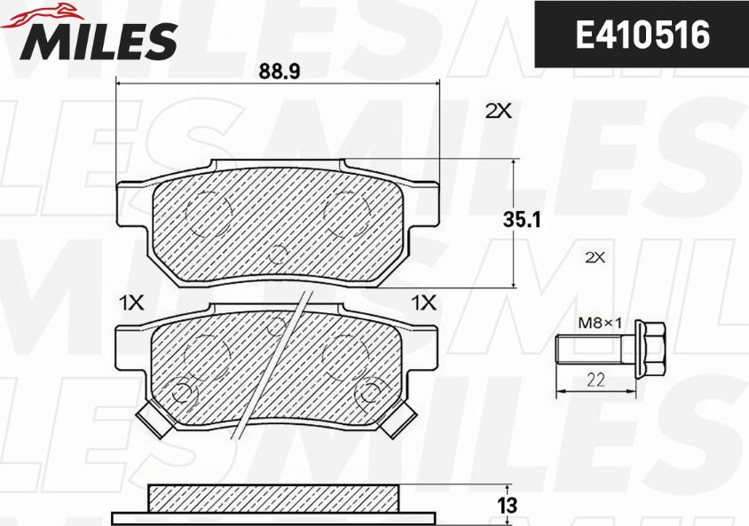 Miles E410516 - Kit de plaquettes de frein, frein à disque cwaw.fr