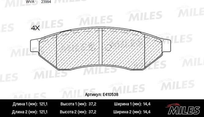 Miles E410538 - Kit de plaquettes de frein, frein à disque cwaw.fr