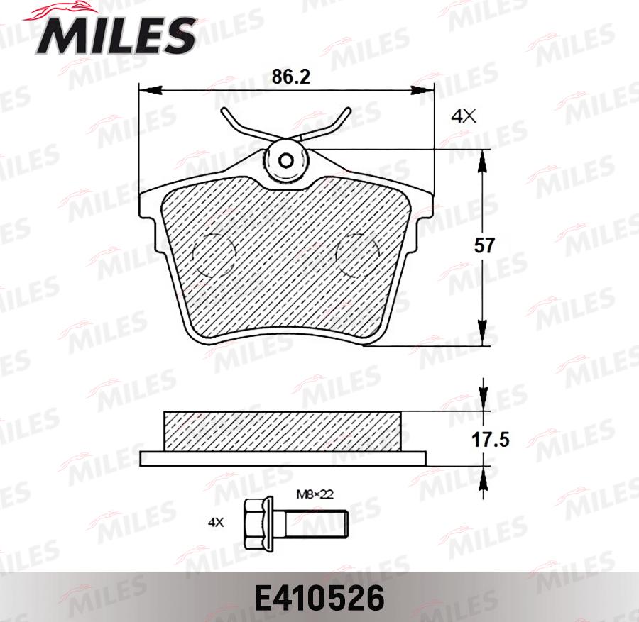 Miles E410526 - Kit de plaquettes de frein, frein à disque cwaw.fr