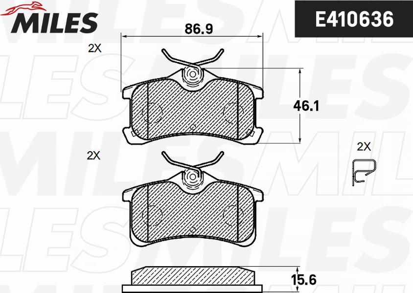 Miles E410636 - Kit de plaquettes de frein, frein à disque cwaw.fr