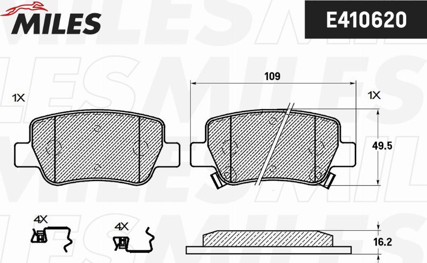 Miles E410620 - Kit de plaquettes de frein, frein à disque cwaw.fr