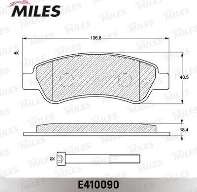 Miles E410090 - Kit de plaquettes de frein, frein à disque cwaw.fr