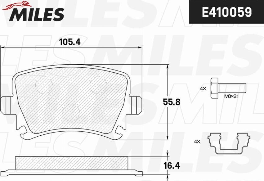 Miles E410059 - Kit de plaquettes de frein, frein à disque cwaw.fr